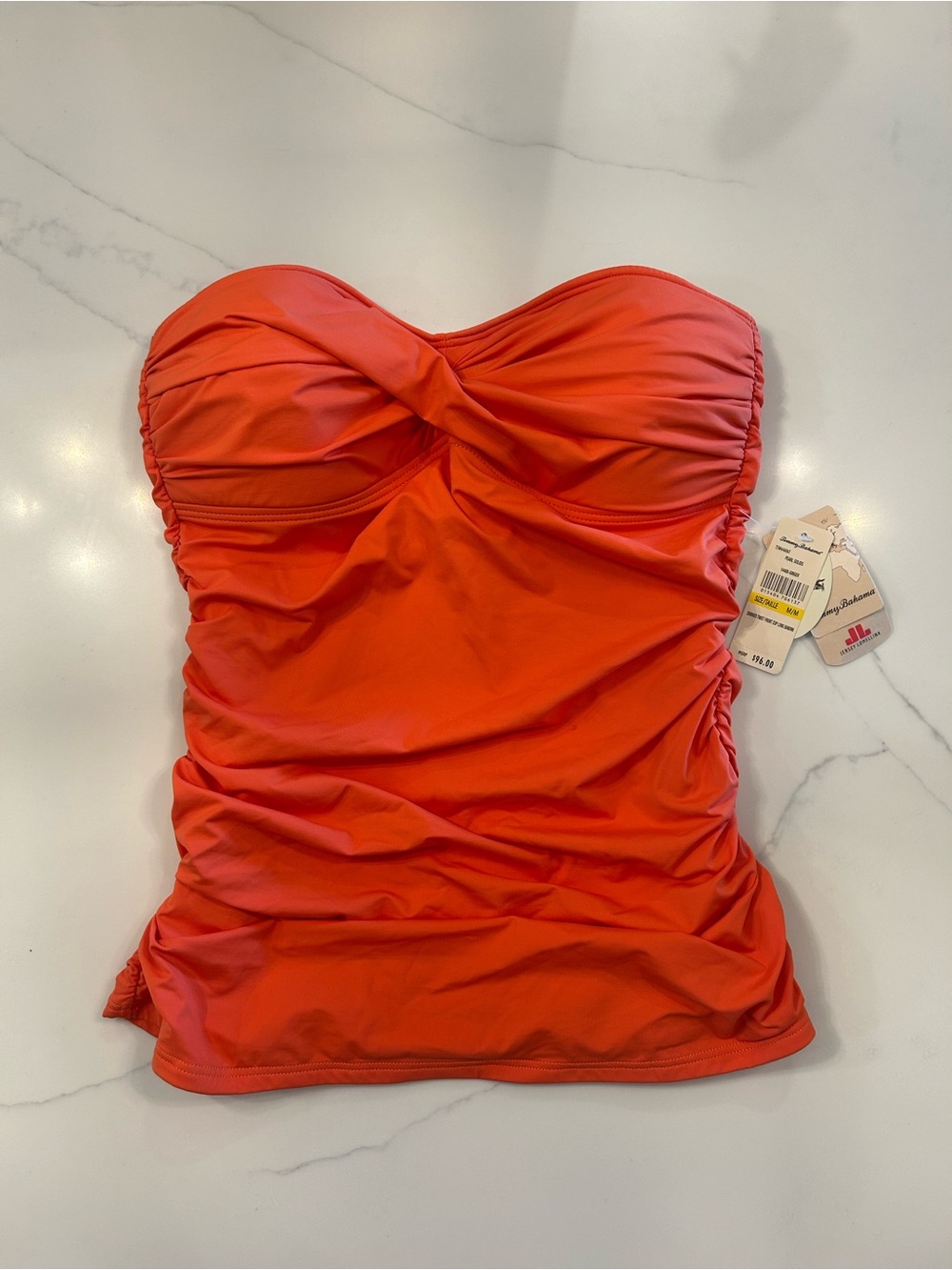 Tommy Bahama Strapless Twist-Front Ruched Women's Tankini - Coral